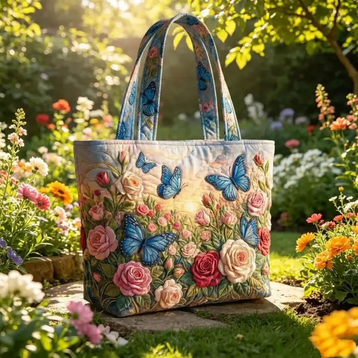 Sac fourre-tout matelassé à motifs papillons pour femmes