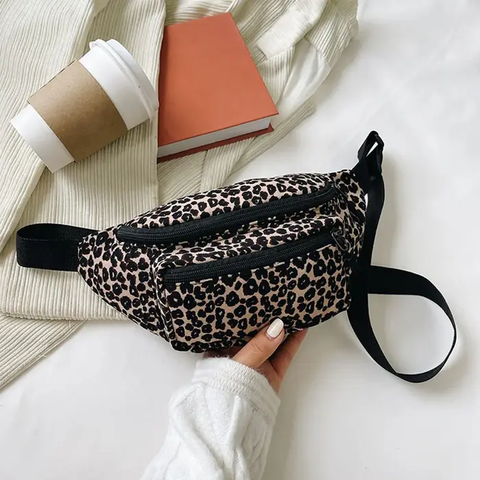 Sac banane en flanelle pour femmes, sac de taille à motif léopard sauvage, sacoche de hanche pour da