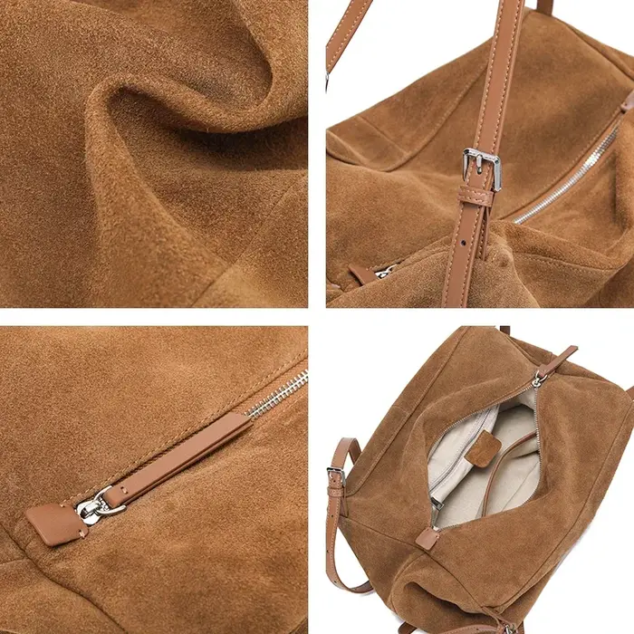 Sacs à main en cuir véritable Nuede naturel pour femmes