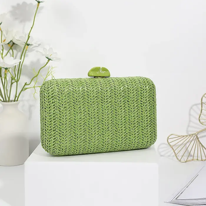 Tissage paille soirée pochettes pour femmes fête d'été mode sacs à bandoulière Sac à main de luxe Hadbags mariage mariée embrayages Sac