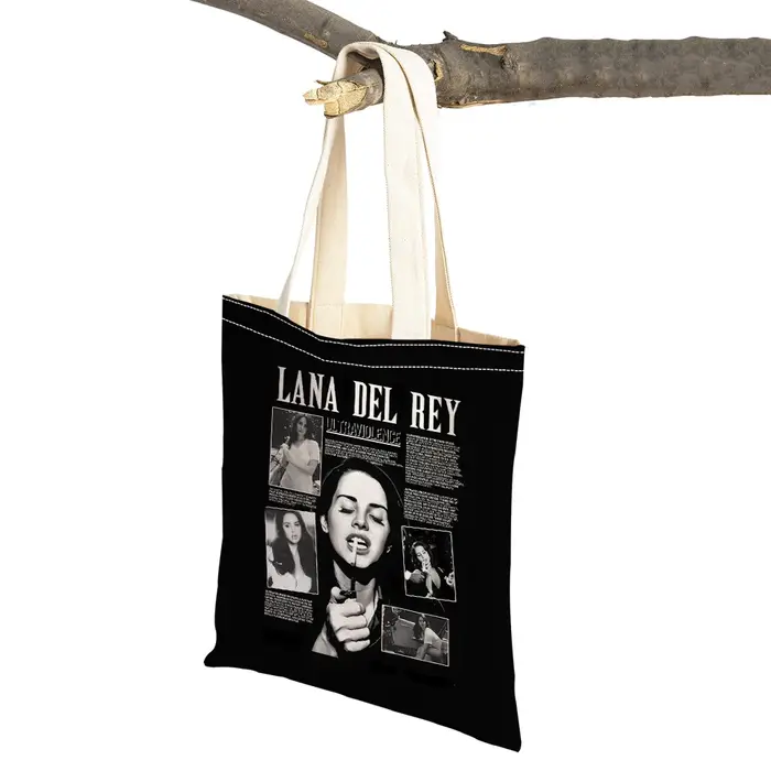 Décontracté Vintage Lana Del Rey fille sac à provisions dessin animé femmes Shopper sacs Double impression enfants cadeau dame fourre-tout épaule sac à main