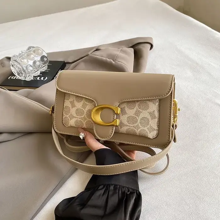 Sac à bandoulière de luxe Tabby avec boucle en C pour femme, en cuir imprimé vintage, sac sous le bras, 2 sangles amovibles, petit sac carré à bandoulière