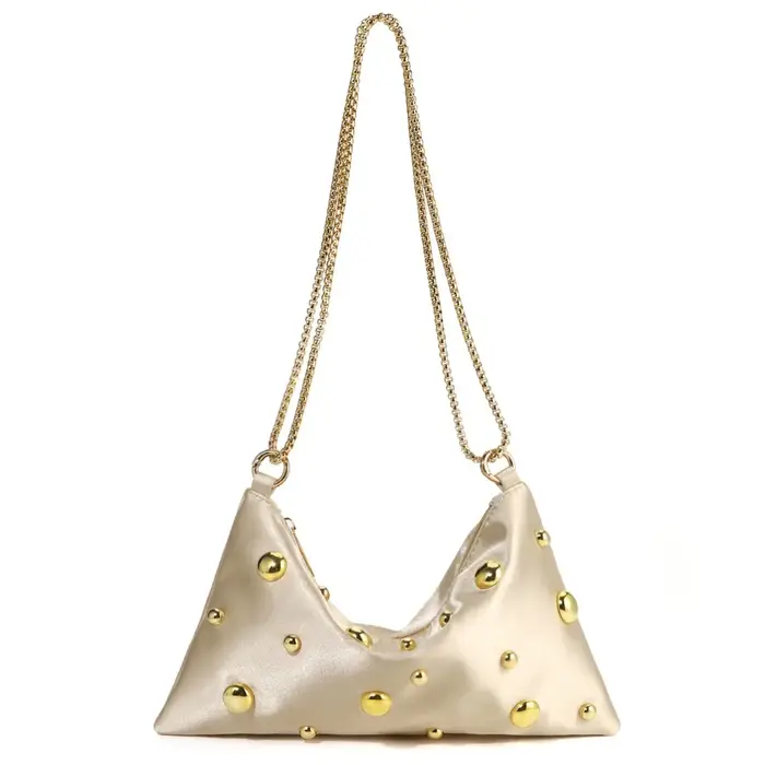 Sacs à main de luxe à rivets pour femmes, sac à bandoulière en Satin doux avec chaîne, sacs Hobos de