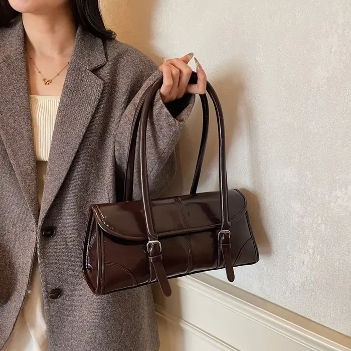 Sac sous les bras en cuir PU bordeaux de haute qualité