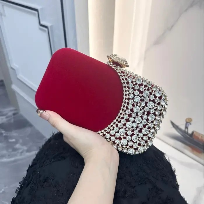 Pochette de soirée rétro diamant intégré pour femmes