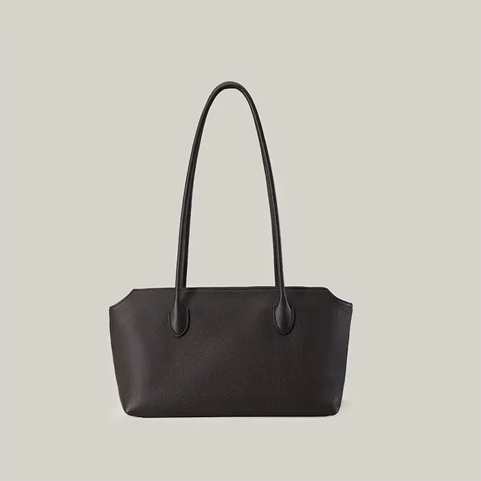 Sac à bandoulière en cuir véritable TR, sac fourre-tout Terrasse à longue sangle, sac à main uni style ROW, sac sous le bras pour femme