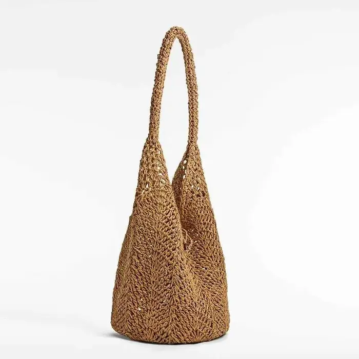 Sac en paille tissé pour femme, sac de plage polyvalent, style vacances