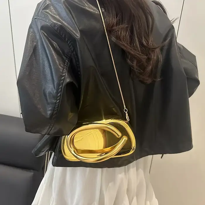 Boîte de fermeture en métal doré pochette femmes soirée de mariage mignon sac à main sac