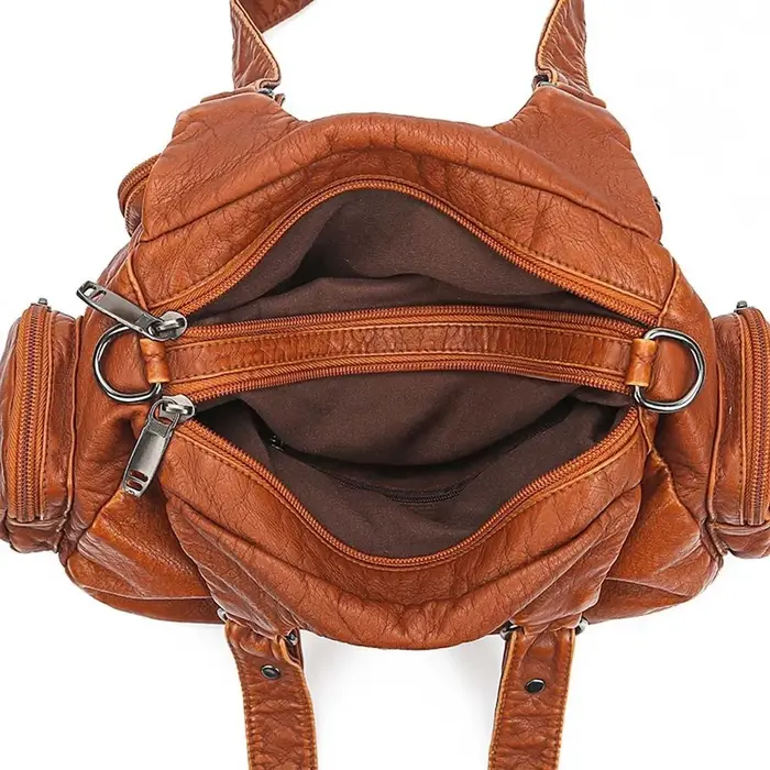 Sac à main noir rétro en cuir texturé