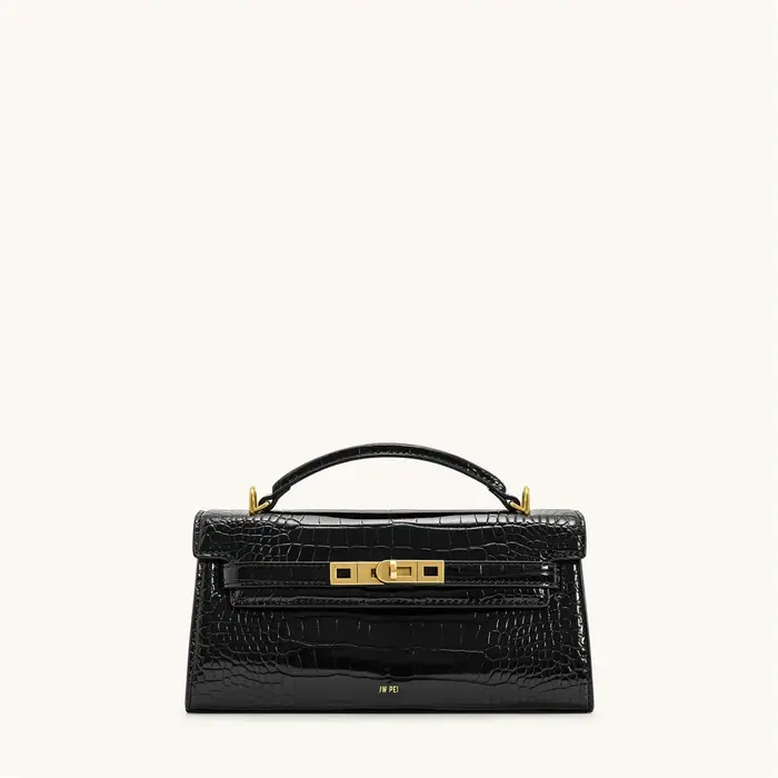 Sac à main de luxe en cuir et tissé avec boucle métallique vintage, poignée courte élégante, sac fou