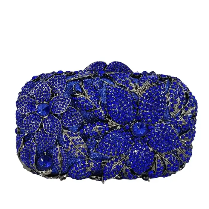 Boutique De FGG élégant fleur Minaudiere pochette femmes cristal sacs De soirée fête De mariage mariée strass