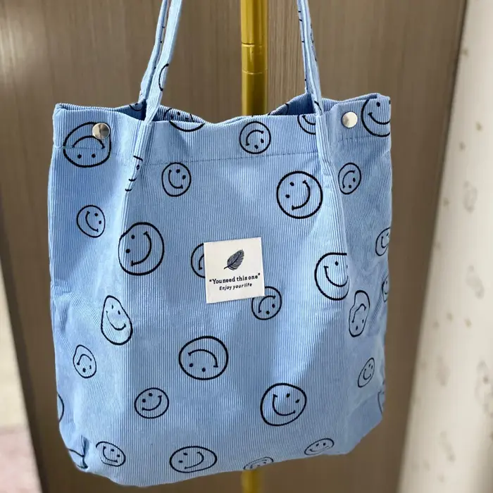 Sac à bandoulière en velours côtelé grande capacité