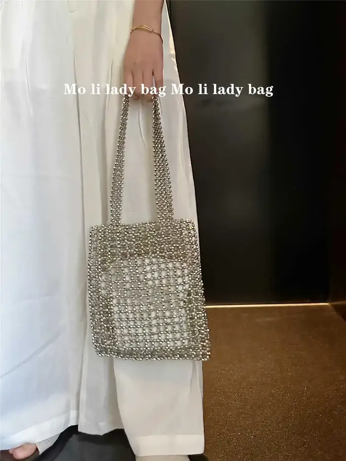 Sac à bandoulière pour femme perlé et brillant, style coréen tendance, nouveauté 2025, sac minimalis