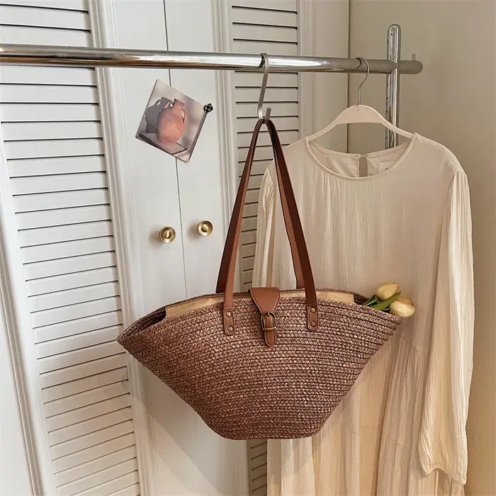 Sacs à bandoulière d'été tendance pour femmes, sac de plage en paille de créateur, sac à main de voy