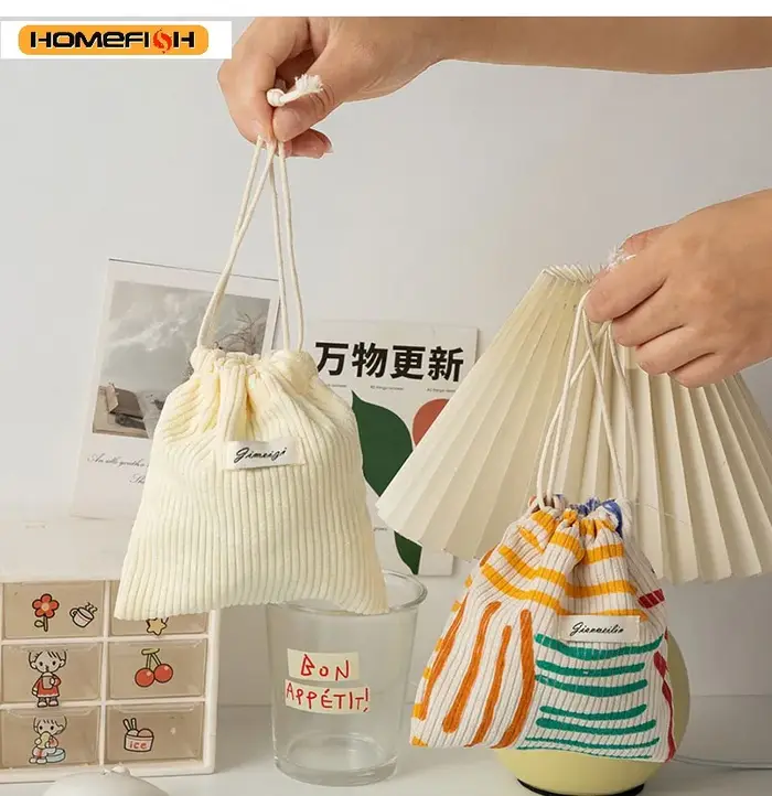Sac à cordon en velours côtelé HOMEFISH, cadeau de Noël, bonbons, bijoux, cosmétiques, pièces de monnaie, clés, organisateur, sacs d'emballage, sac de rangement, pochette