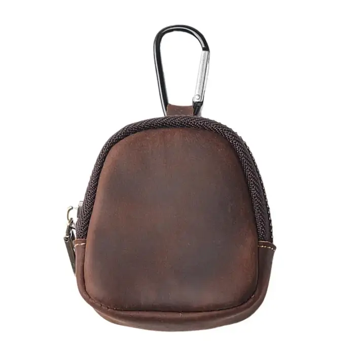 Mini porte-monnaie en cuir PU avec mousqueton, portefeuille rétro, porte-clés, sac de rangement pour