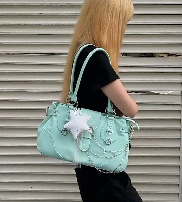 Sac à main Hobo, sac à bandoulière pour femme style motard