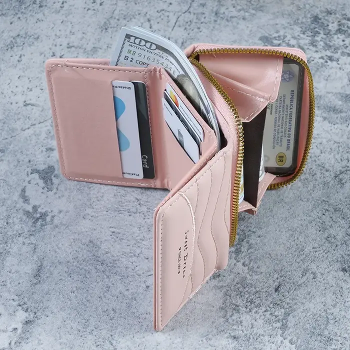 Nouveau style – Mini porte-monnaie pour femme en cuir PU avec fermeture éclair