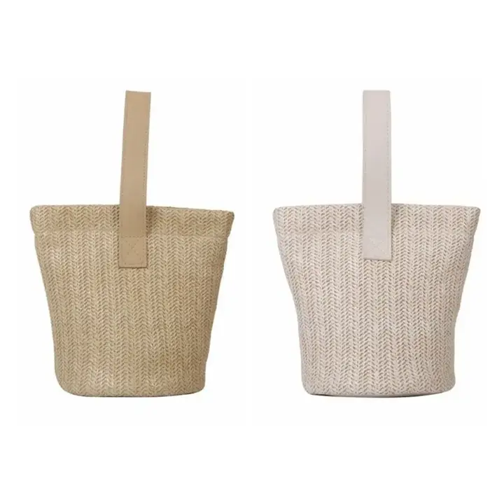 Sac seau décontracté en paille PU