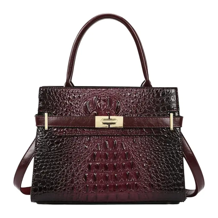 Sac à main grande capacité motif crocodile pour femme