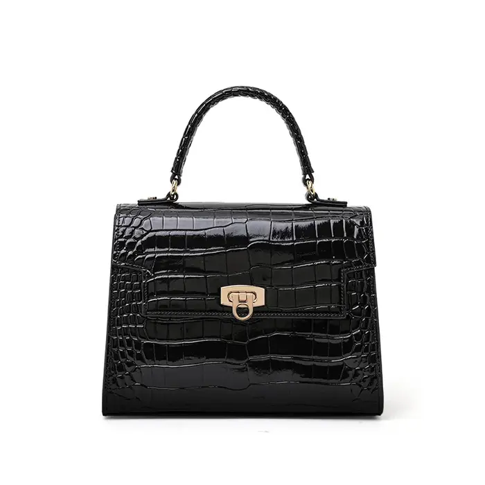 Sac à main en peau de crocodile laquée pour femme