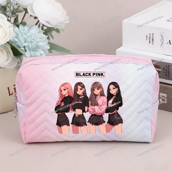 Sac à cosmétiques de grande capacité Kpop Blackpink pour femmes