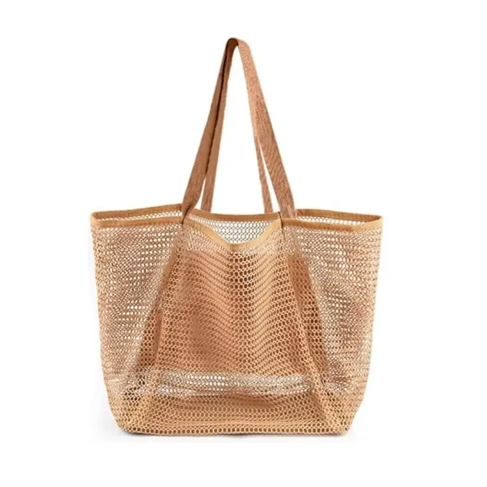 Sacs de plage pour femmes, sac fourre-tout en maille pour voyage d'été avec grande poche intérieure,