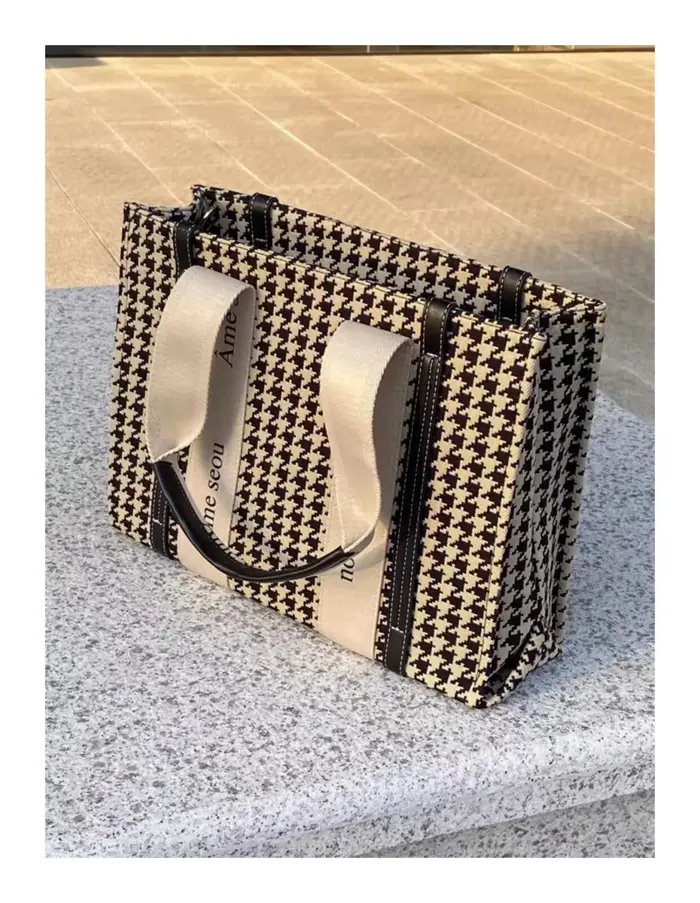 Sac fourre-tout pied-de-poule pour femmes