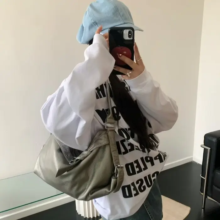 Sac fourre-tout rétro en cuir pour femme