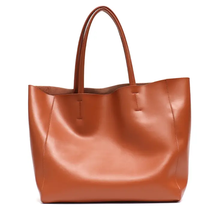 Sac à main fourre-tout de grande capacité pour femmes, mode cuir véritable, quotidien décontracté, D