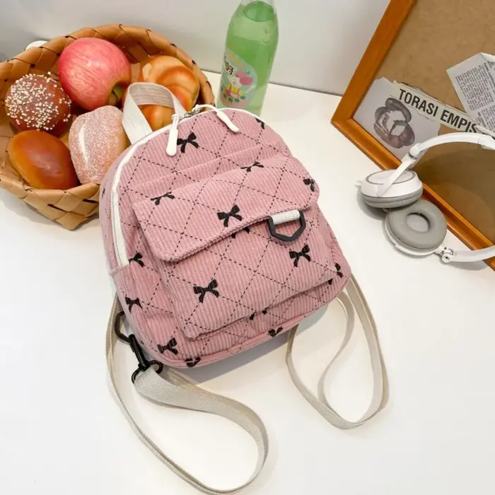 Mini sac à dos doux fille nœud papillon imprimé sac à bandoulière voyage sac de rangement cosmétique Version coréenne Ins Bookbags sac à dos décontracté