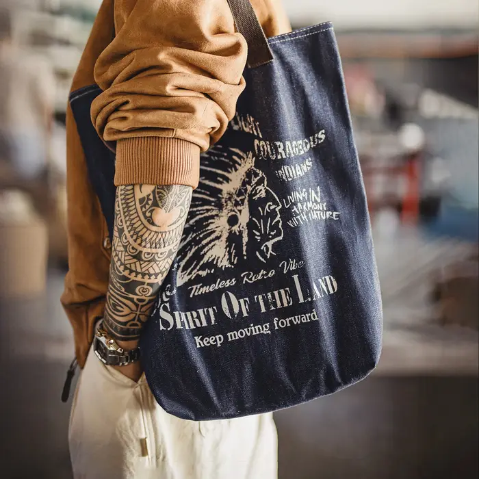 Maden – sac fourre-tout en Denim Vintage avec motif indien