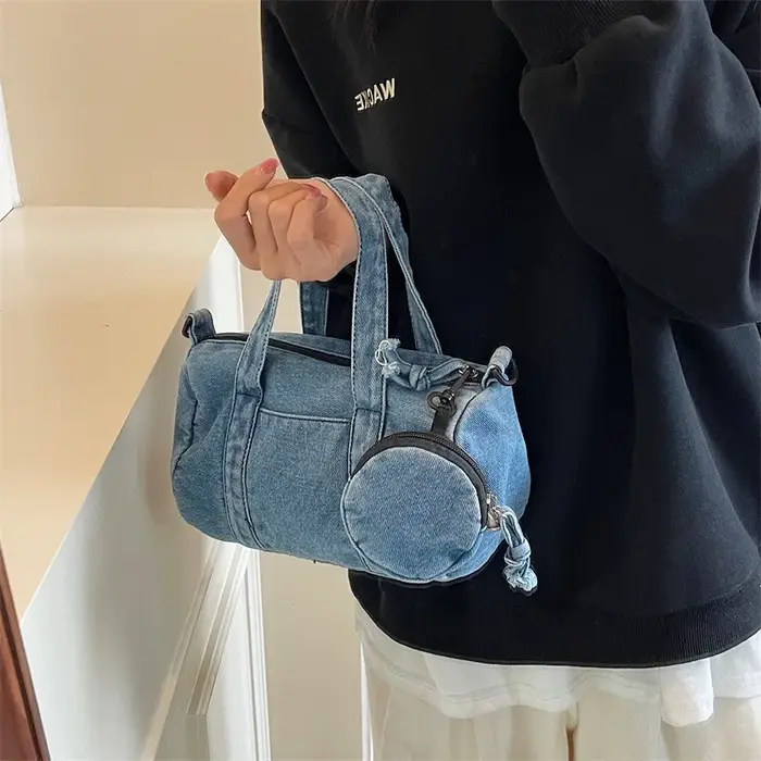 Sac messager vintage en jean pour femme
