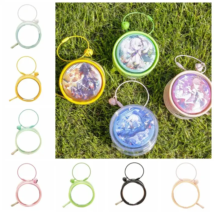 Pochette de rangement ronde pour affichage de badges, étui de Protection pour porte-clés, sac d'exposition double face, sac d'extérieur Transparent en PVC