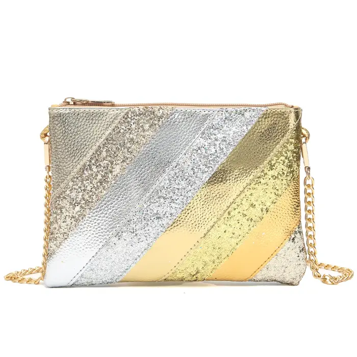 Pochette de luxe en cuir PU métallique Y2K pour femmes