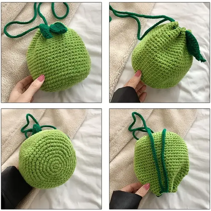 Sac à bandoulière crocheté en forme d'oranger pour femmes