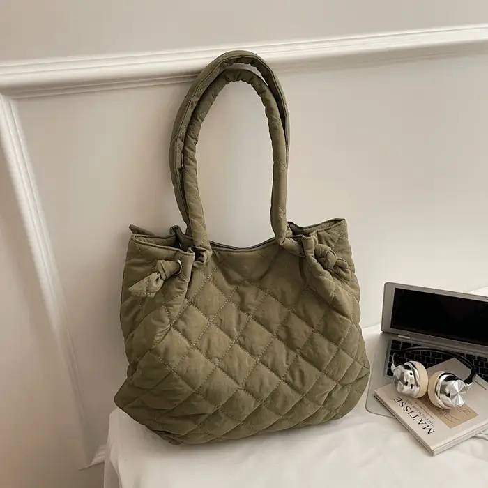 Sac fourre-tout matelassé de grande capacité en tissu pour femmes