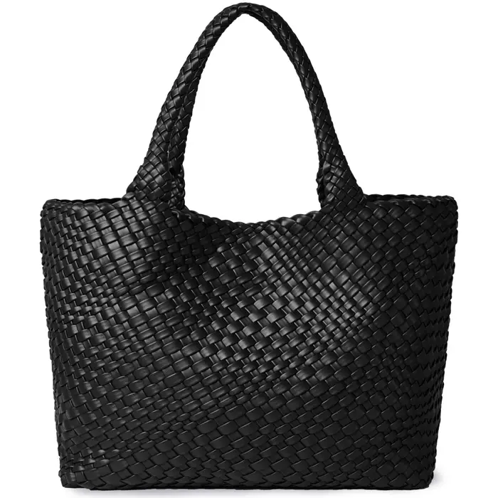Sac fourre-tout tissé pour femme, sacs à main à bandoulière en cuir végétalien, fourre-tout de plage