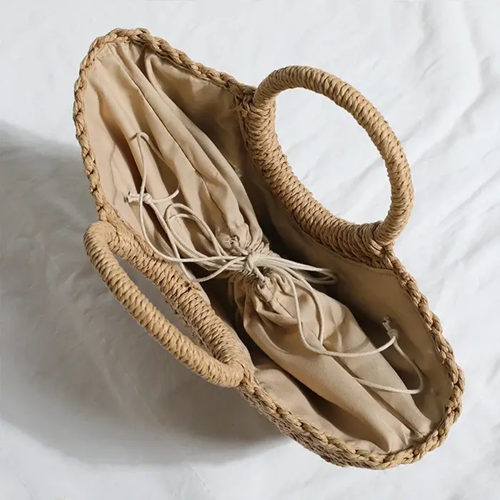 Sac d'été en paille demi-lune pour femmes