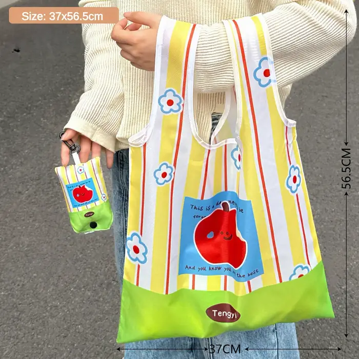 Sac de courses mignon de grande capacité, sac écologique de supermarché pliable et facile à transpor