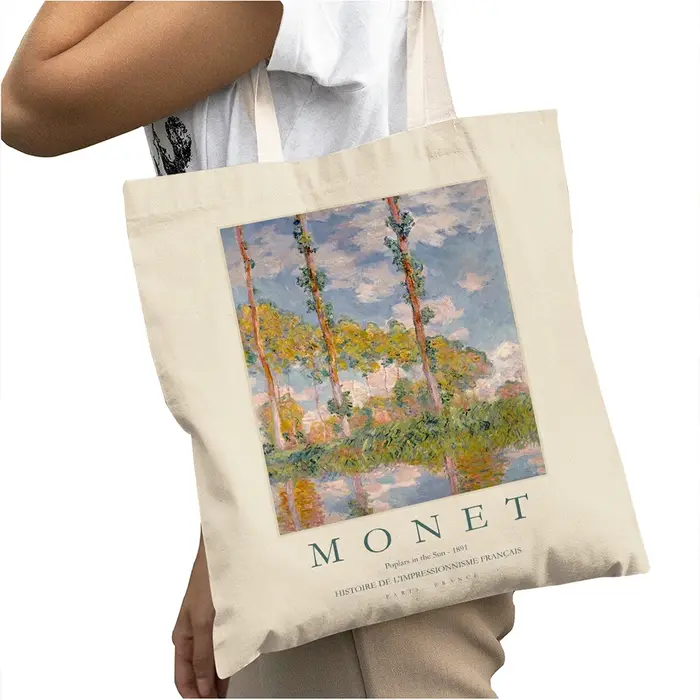 Vintage Claude Monet fille épaule fourre-tout sac à main dame sacs à provisions paysage exposition A