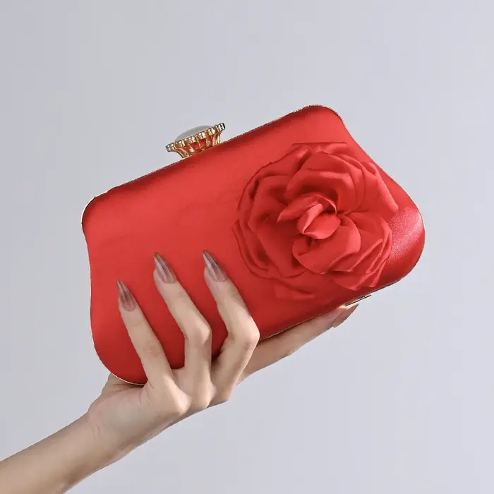 Pochette de soirée en Satin à fleurs exquises