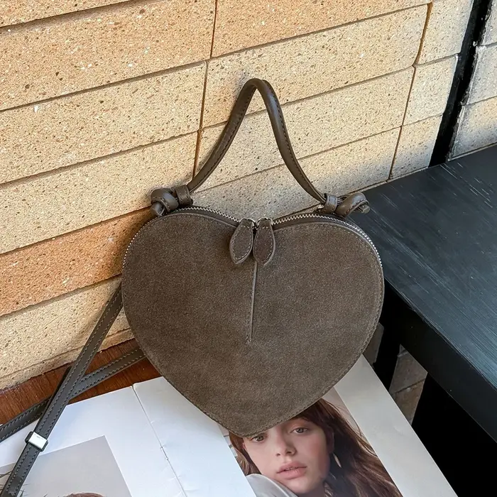 Sac à main de luxe en daim et cuir pour femmes, élégant, Vintage, cœur d'amour, sac à bandoulière, t