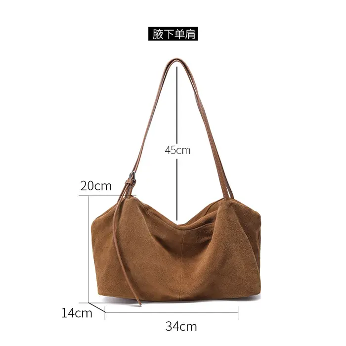 Sacs à main en cuir véritable Nuede naturel pour femmes, sac fourre-tout de grande capacité, sac de