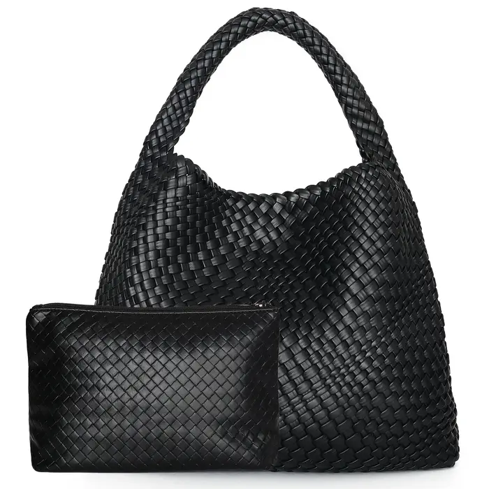 Sac fourre-tout tissé en cuir souple pour femme
