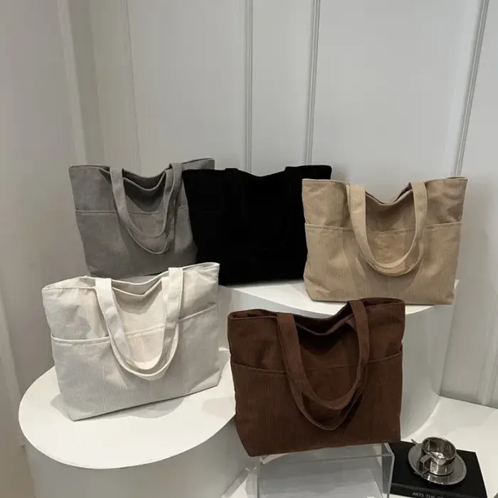 Sac fourre-tout en velours côtelé pour femme