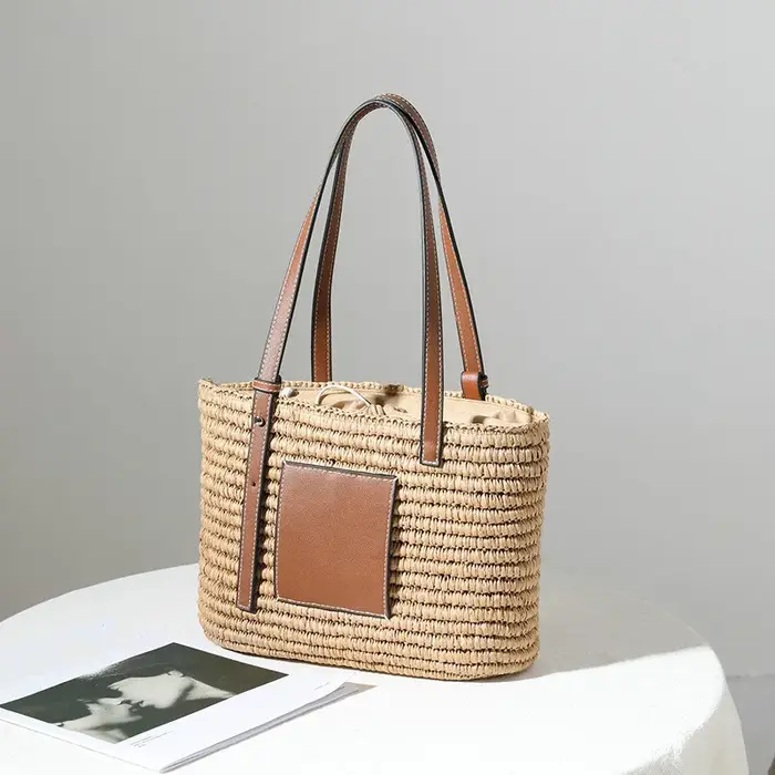 Sac à main en paille tissé pour femmes