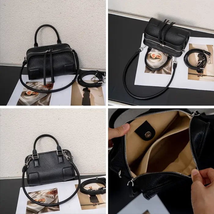 Sac Boston Mini en Cuir de Vachette Véritable pour Femme
