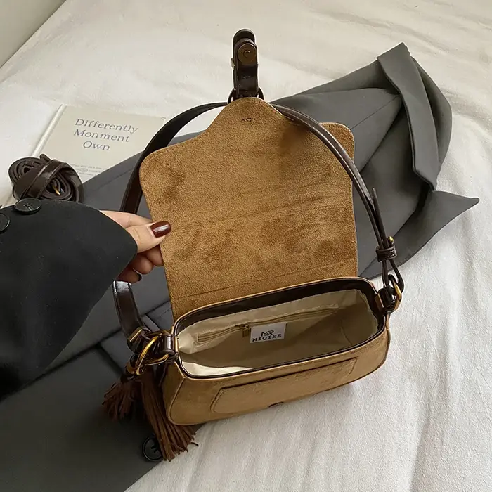Mode de luxe femmes sac à bandoulière petits sacs de selle en demi-cercle Vintage Faux daim