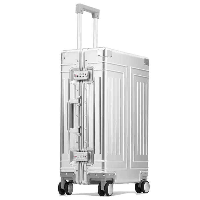 2024 capacité ensembles de bagages durables 100% valise en aluminium roues femmes fille hommes cabine bagage à main voya